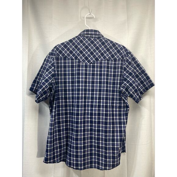 Wrangler Men’s Pearl Snap Short Sleeve Shirt Lightweight Blue Size Large - Picture 3 of 5